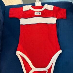 D&G Red and White Stripe Baby Bodysuit
